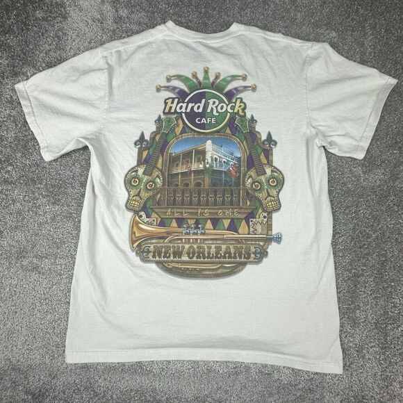 Hard Rock Cafe New Orleans Shirt Mens Large Regular White Pullover City Print - Picture 6 of 6